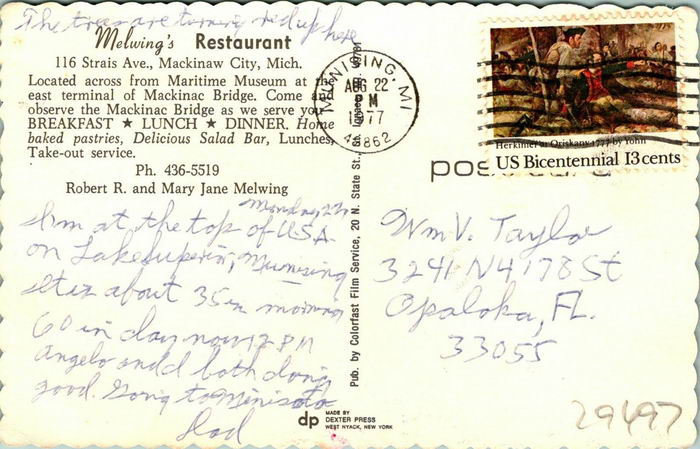Melwings Restaurant - Old Postcard (newer photo)